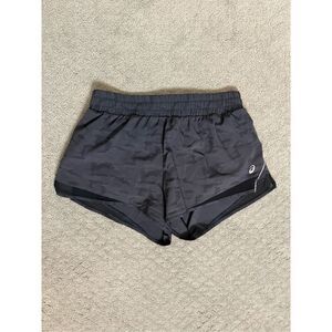 ASICS Gray and Black Running Shorts Medium
